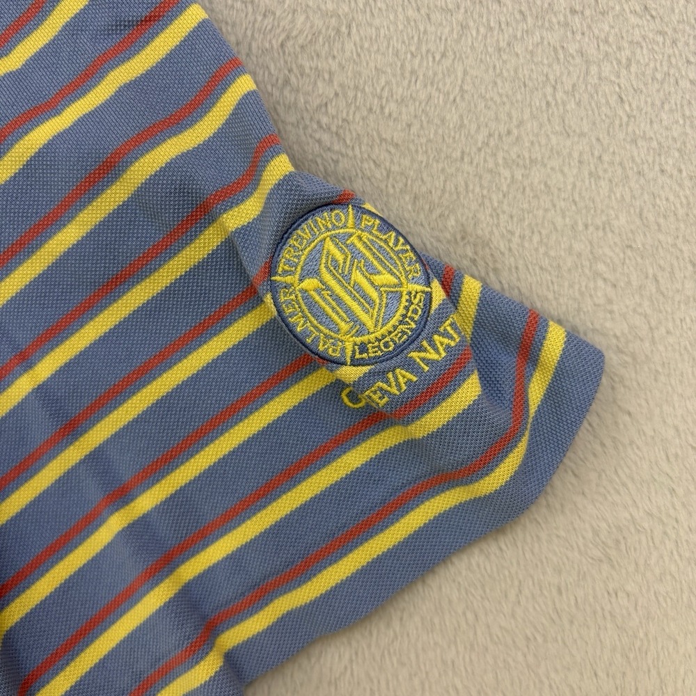 Vintage Polo Golf Polo Mens Large Blue Striped 90s Pima Cotton Pony Collared - Picture 5 of 10